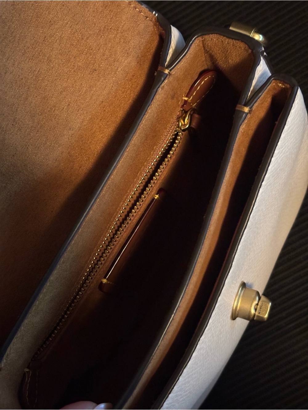 Coach Ivory Crossbody Bag with Gold Accents - Picture 13 of 15